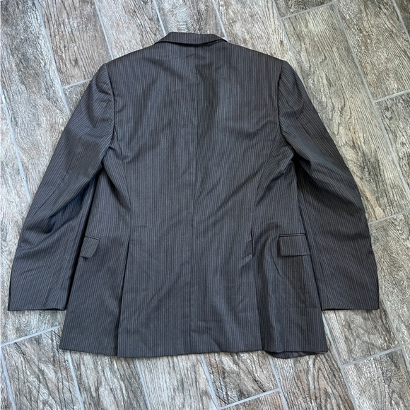 Burberry London Pinstriped Blazer, Brown Blue, 100% Wool, Men’s Size 40 Long - Picture 3 of 15